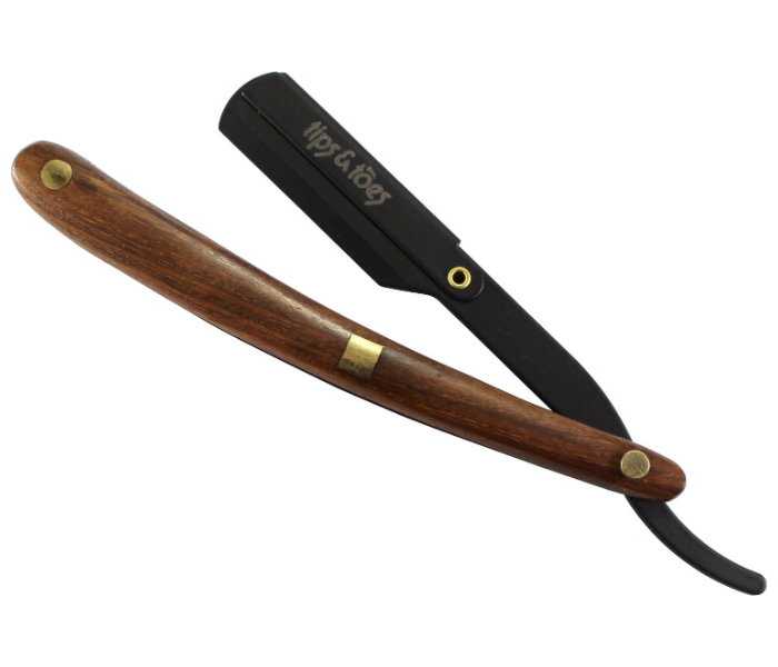 Tips - Toes TT757 Professional Straight Edge Razor Black and Brown 1 in UAE