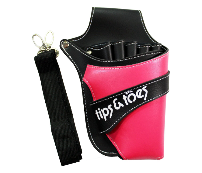 Tips - Toes TT752 Hair Scissors Holster Pouch with Waist Shoulder Belt - Black and Pink 2 in UAE