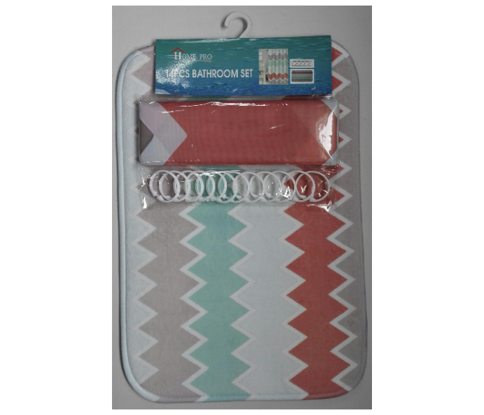 Home Pro 2512 14pcs Bath Set Polyester Shower Curtain Plain 1 in UAE