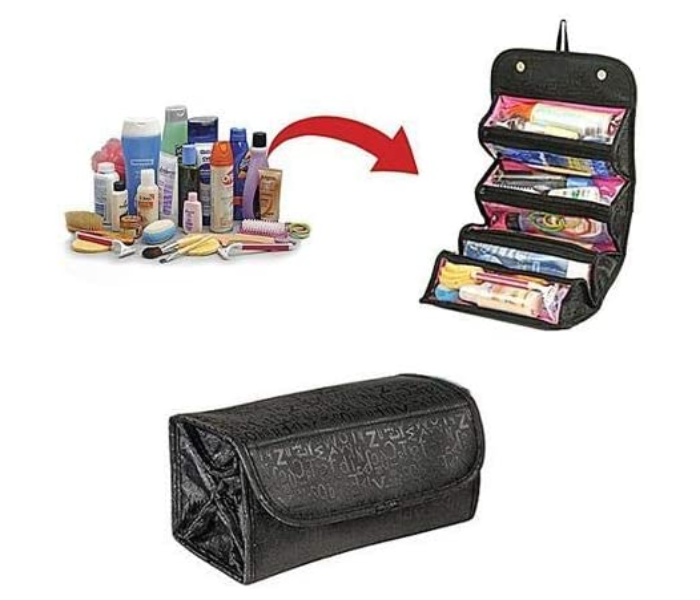 Roll on Go Makeup Bag Transparent Roll-Up Design - Black 3 in UAE
