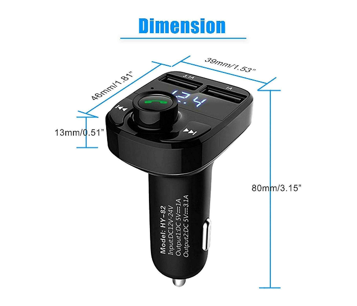 Generic X8 Multifunction Wireless Car MP3 Player Dual USB Charger Car FM Transmitter - Black 2 in UAE