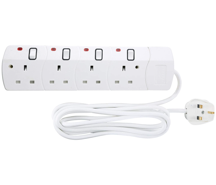Geepas GES4084 3 Metre Portable Multi 4 Way Socket - White 1 in OMAN