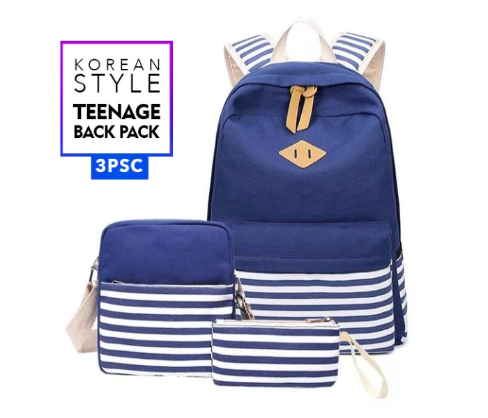 3 Pieces Set Bags For Travel Backpack and Satchel For Women - Blue 1 in UAE