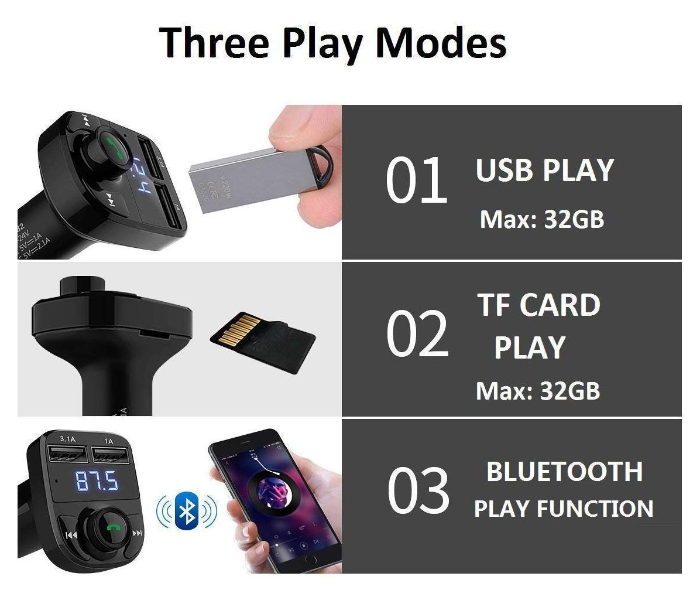 Generic X8 Multifunction Wireless Car MP3 Player Dual USB Charger Car FM Transmitter - Black 3 in UAE
