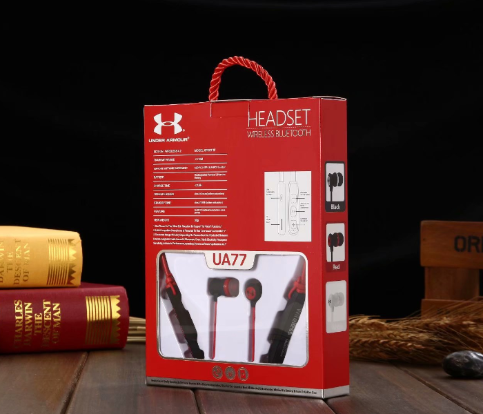 U77 Wireless Bluetooth Headset - Black and Red 2 in UAE
