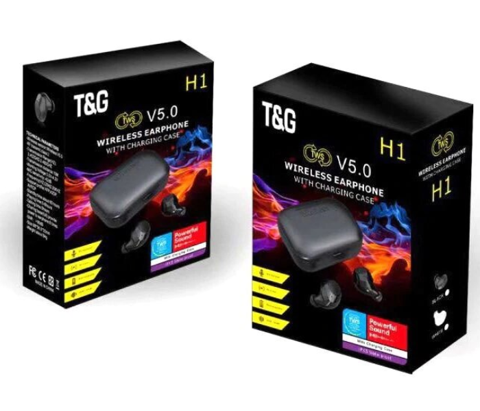 T G H1 TWS True Bluetooth Earphone Stereo Bass Wireless Earbuds Sport Headphone IPX5 Waterproof Touch Earbuds With Charging Case Black 3 in UAE