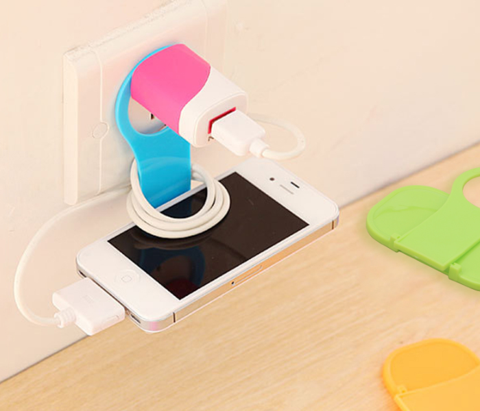 Generic MB Foldable Mobile Phone Wall Plug Socket Charging Rack Hang Holder - Blue 2 in UAE