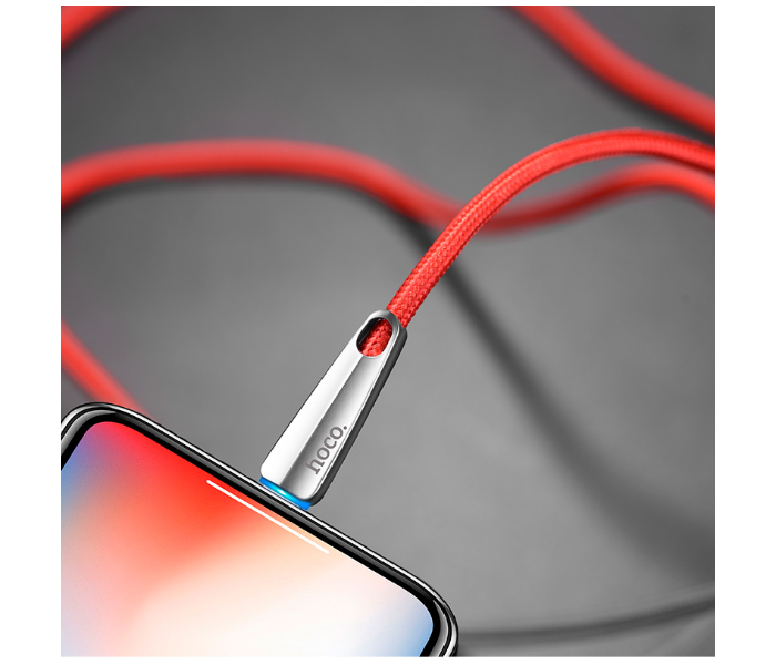 Hoco U35 Space Shuttle Charging Data Lightning Smart Power Off Cable Red 3 in UAE