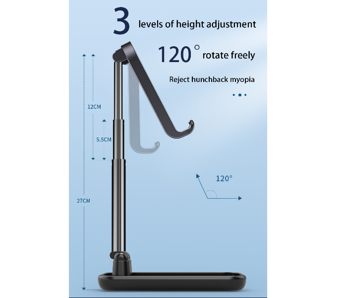 Wiwu ZM100 Foldable Desktop Phone Holder Tablet Stand Mobile Desk Stand Mobile Tablet Holder Black 3 in UAE