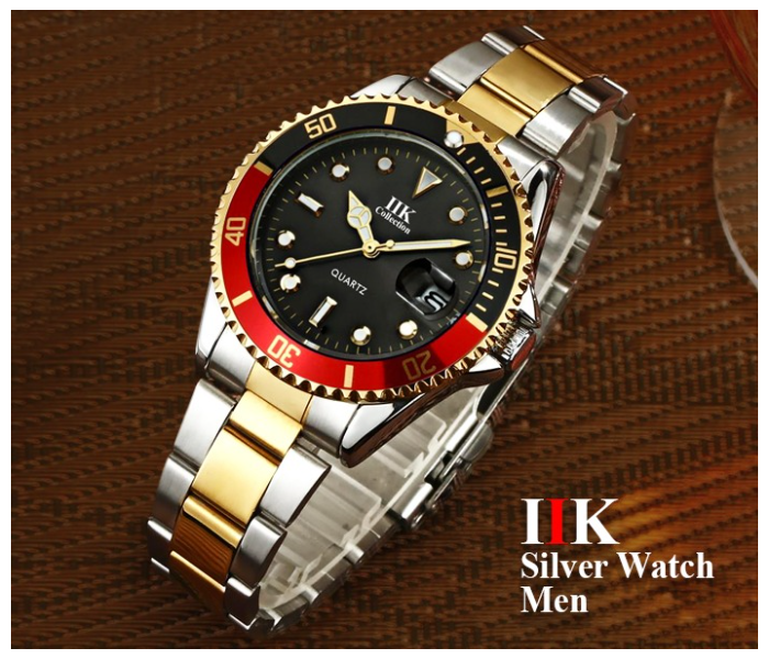 IIK Rotatable Bezel Sapphire Glass Stainless Steel Band Sport Quartz Wrist Watch for Men – Black 1 in UAE
