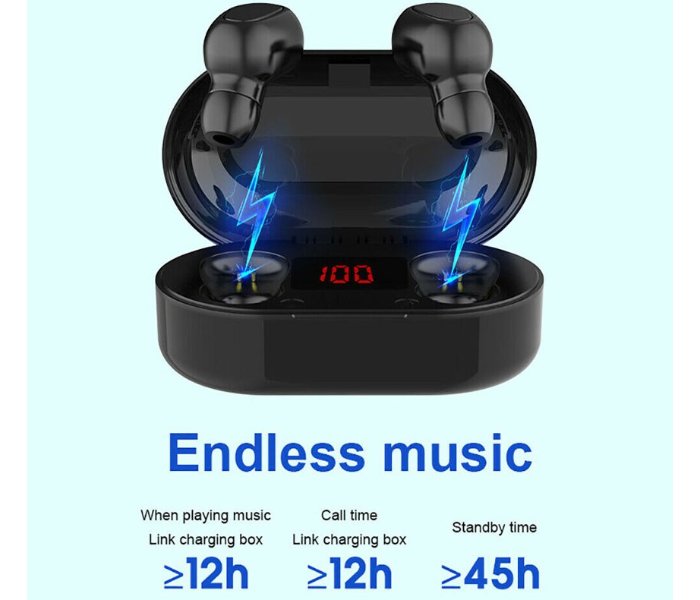 L22 TWS Wireless BT5.0 Headset In-Ear Stereo Sport Earphones LED Display Earbuds Black 5 in UAE