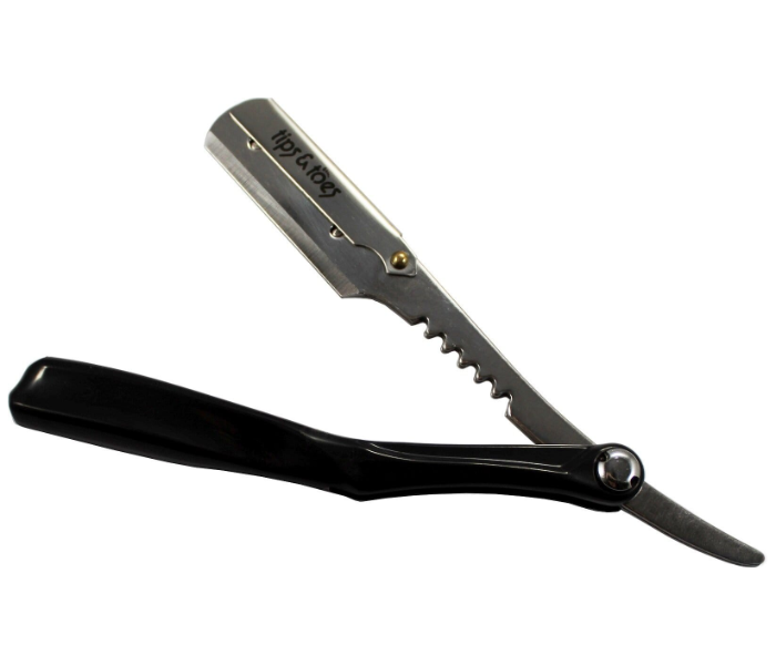 Tips - Toes TT758S Stylish Cut Professional Straight Edge Barber Razor Black 4 in UAE