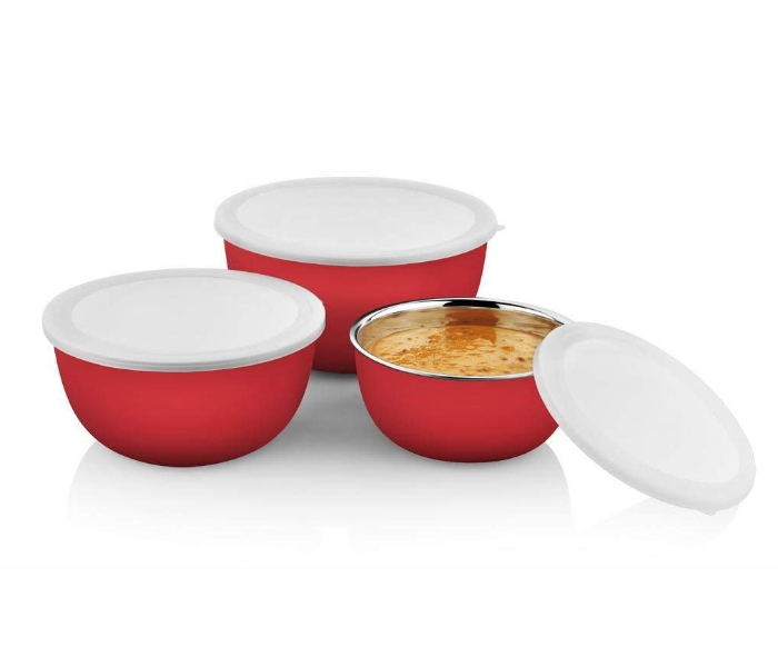 3 Sets OE-1746 Serving Nesting Stainless Steel Salad Mixing Bowl with Lids – Red 2 in UAE
