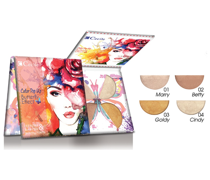 Cecile Color Pop Up Butterfly Highlighter Illuminator Palette 1 in OMAN