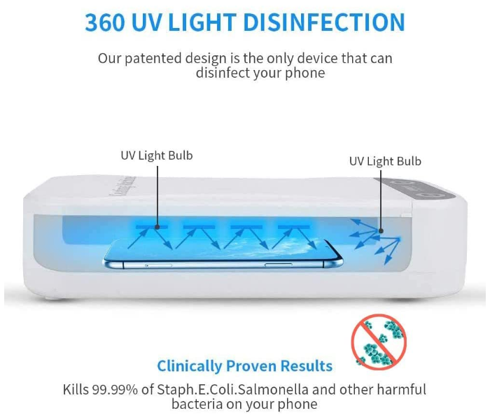 Phone Sanitizer UV Disinfection Lamp Light Box with Ultraviolet Light for Phone UVC Cleaner - White 2 in UAE