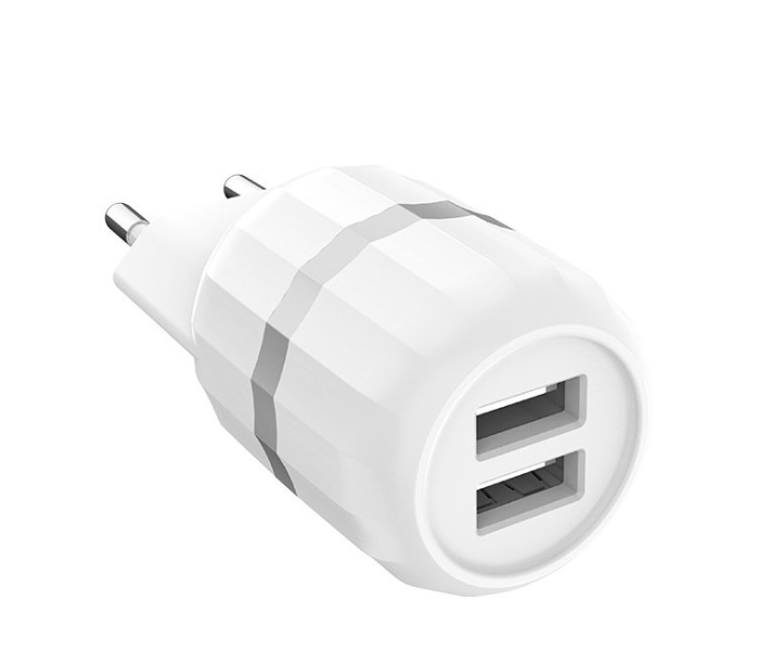 Hoco C41AM Universal Dual USB Charger with Micro USB Cable White 1 in UAE