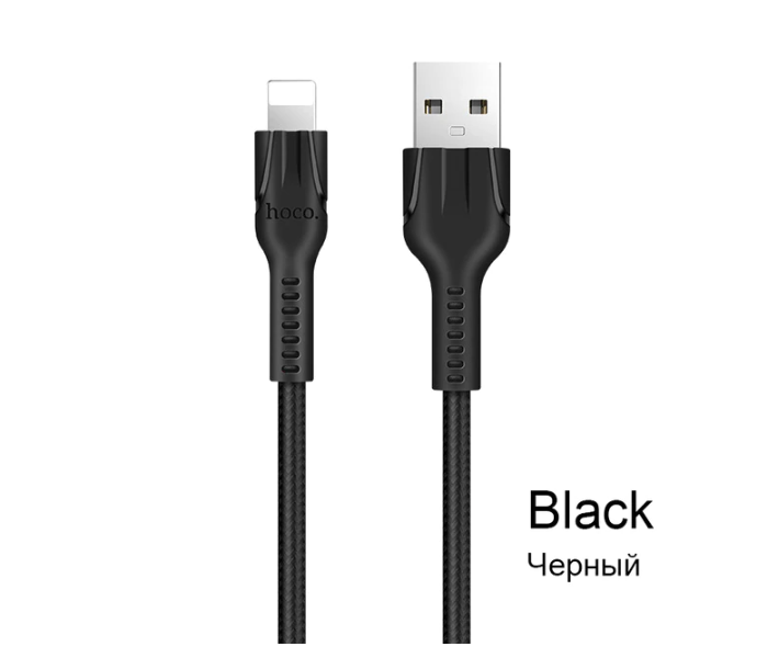 Hoco U31B Nylon Braid 2.4A Lightning USB Data Charging Cable For iOS Devices 1M, Black 1 in UAE
