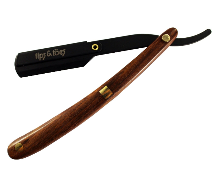 Tips - Toes TT757 Professional Straight Edge Razor Black and Brown 4 in UAE