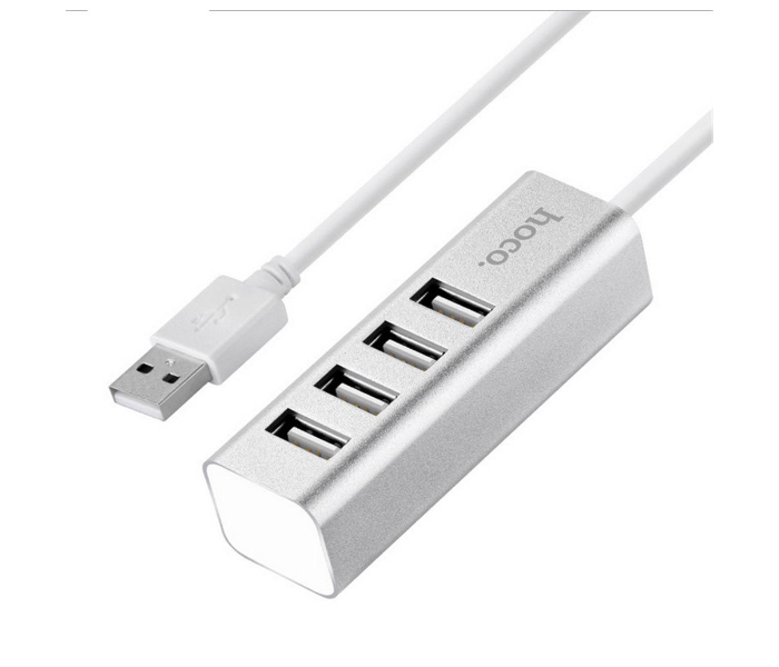 Hoco HB1 Four-Port Extension Socket Multi-Port Desktop Extender Computer Notebook USB Interface Silver 1 in UAE