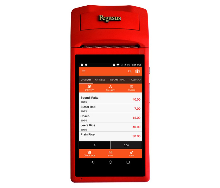 Pegasus PPT8525 Android Handheld POS System with Phomello LitePOS Standalone Red 1 in UAE