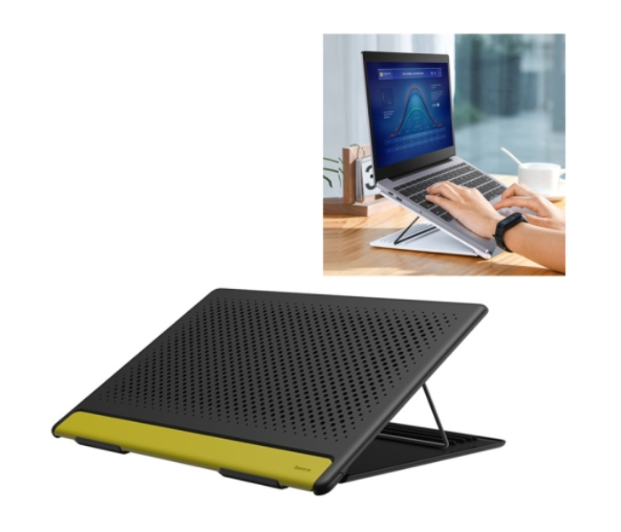 Baseus Lets Go Mesh Hollow Heat Dissipation Laptop Stand For Laptop Below 16 Inch MacBook Air/Pro 15.6 Inch Gray&Yellow 3 in UAE