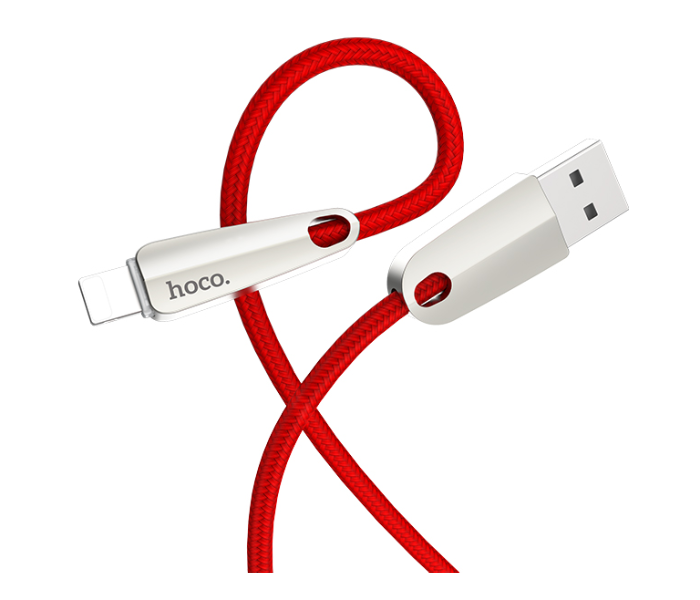 Hoco U35 Space Shuttle Charging Data Lightning Smart Power Off Cable Red 2 in UAE