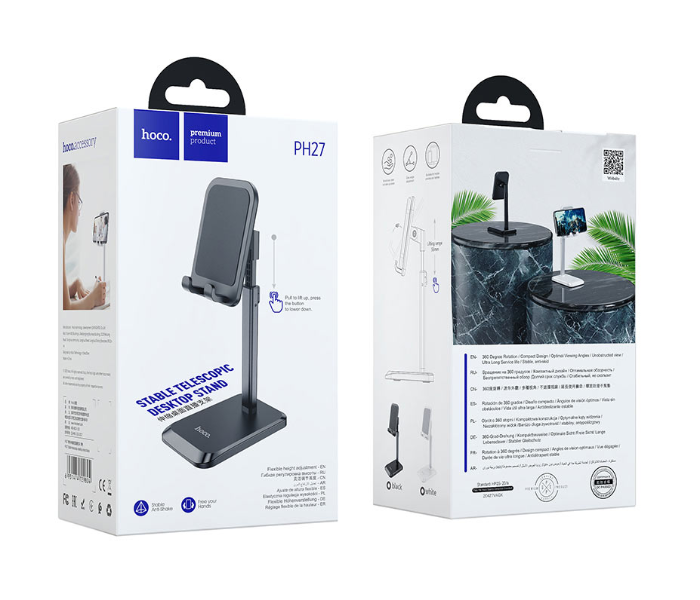 Hoco PH27 Stable Aluminum Alloy Telescopic Holder For 4.7-10 inch Mobile Phones and tablet PC - Black 4 in UAE
