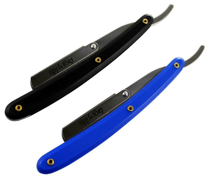 Tips - Toes TT730 Professional Straight Edge Barber Razor - Blue and Black 1 in UAE