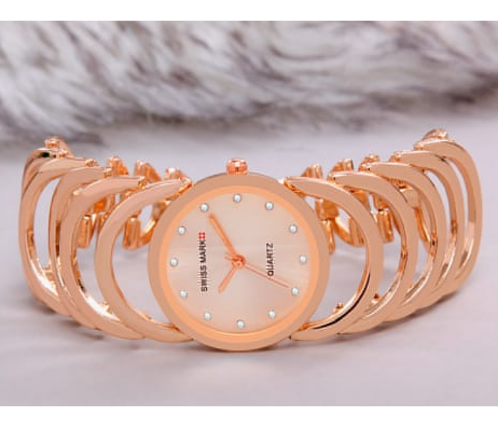 Swissmark SMWK200 Link Design Stainless Steel Analog Watch for Women, Rose Gold 3 in OMAN