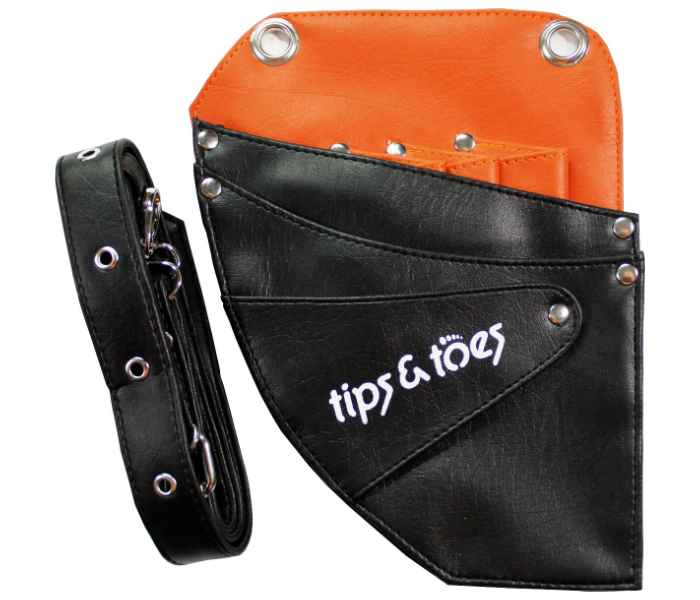 Tips - Toes TT753 Hair Scissors Holster Pouch with Waist Shoulder Belt - Black and Orange 2 in UAE