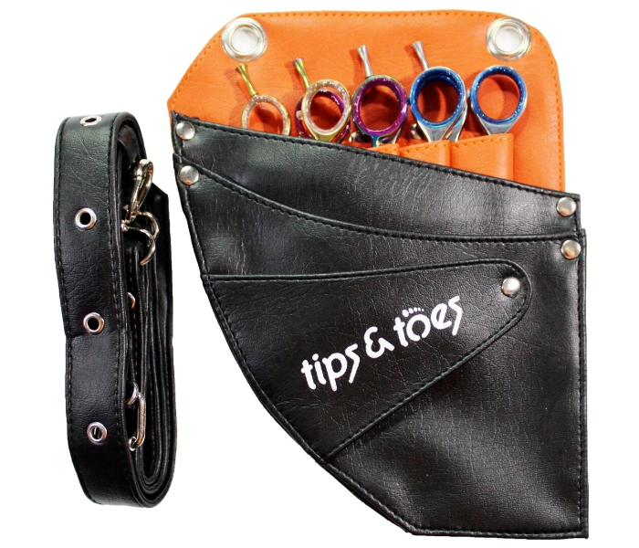 Tips - Toes TT753 Hair Scissors Holster Pouch with Waist Shoulder Belt - Black and Orange 3 in UAE