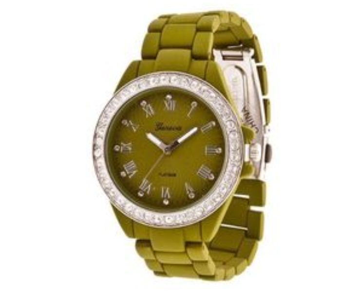Geneva Silicone Band Woman Watch - Olive 1 in UAE