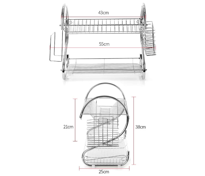 Home Pro DD08-R007 16x13 Mm Steel Tube S-Shape Dish Rack 3 in UAE