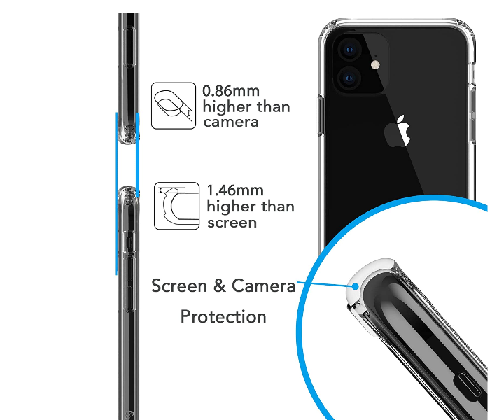 Generic MB Hybrid PC Hard Panel TPU Bumper Anti-Scratch Shockproof 6.1 inch Slim Cover For iPhone 11 - Transparent 3 in UAE