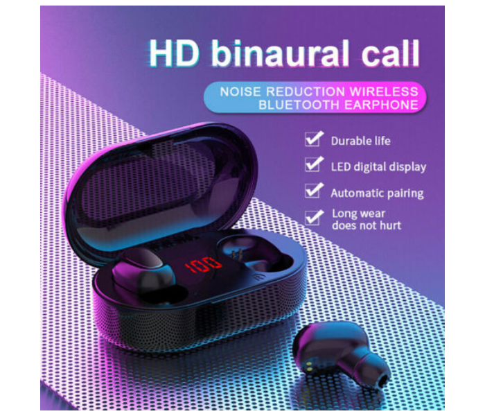 L22 TWS Wireless BT5.0 Headset In-Ear Stereo Sport Earphones LED Display Earbuds Black 1 in UAE