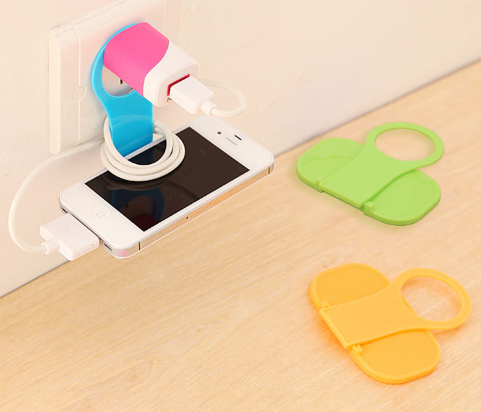 Generic MB Foldable Mobile Phone Wall Plug Socket Charging Rack Hang Holder - Orange 2 in UAE