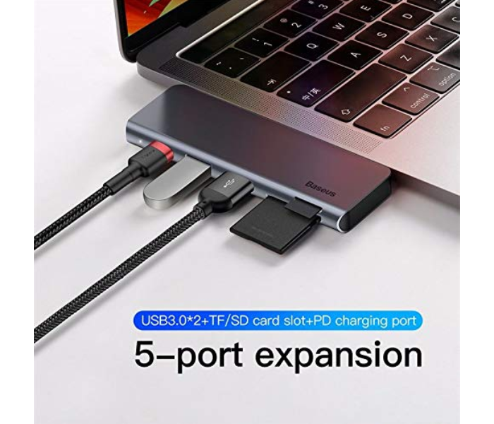 Baseus UCN3266 Harmonica Type C Expansion 5-in-1 HUB For Laptops Gray 1 in UAE
