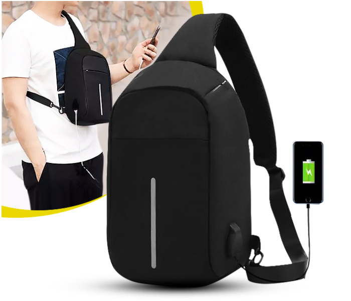 Anti-Theft Dual Wear Way Cross Body Sling Charging Travel Bag-Black 1 in UAE