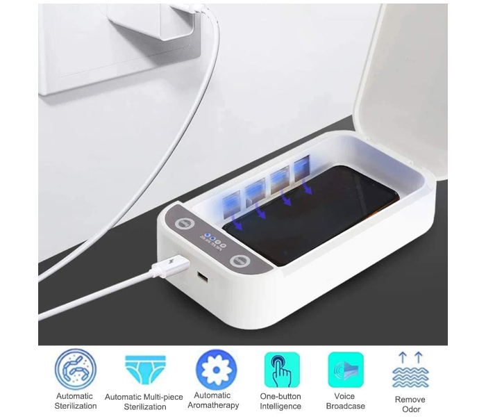 Phone Sanitizer UV Disinfection Lamp Light Box with Ultraviolet Light for Phone UVC Cleaner - White 1 in UAE