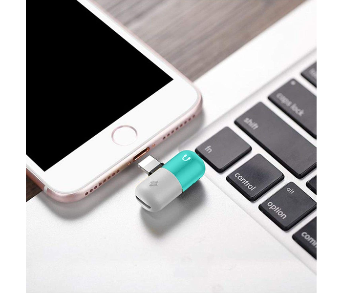 Generics CP01 Mini Capsule 3 In 1 Audio Charger Adapter for iPhone 7- 8 Plus X Converter Portable Charging Splitter for Lightning Adapter - White Blue 2 in UAE