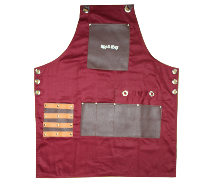 Tips - Toes TT751 Barber PU Leather Aprons Maroon 2 in UAE