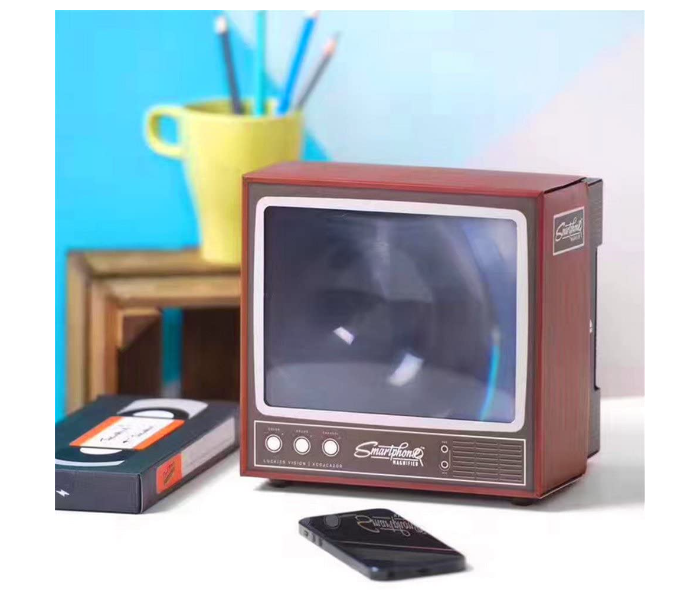 Smart Phone Holder Magnifier DIY Enlarger Amplifier Magnifier Retro TV appearance 3D HD Movie Video Amplifier Phone Projector for iPhone and All Other Smart Phones 3 in UAE
