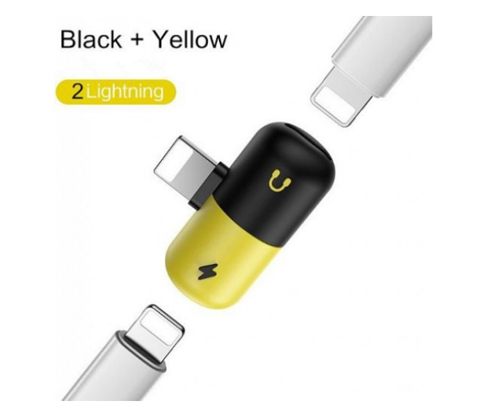 Generics Mini Capsule 3 In 1 Portable Charging Splitter for Lightning Adapter - Black and Yellow 2 in UAE