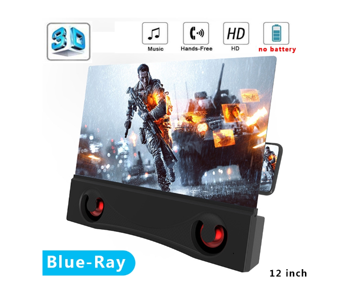 HD Mobile Phone Screen Magnifier 12 Inch 3D Blue Ray Universal Mobile Phone Screen Foldable by Bluetooth 1 in OMAN