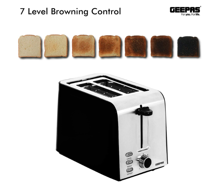 Geepas GBT36513UK 850W 2 Slice Bread Toaster with Slide Out – Black and White 4 in UAE
