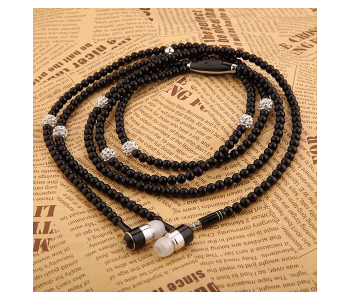 Generics Women Rhinestone Jewelry Design Headphones with Mic - Black 3 in UAE