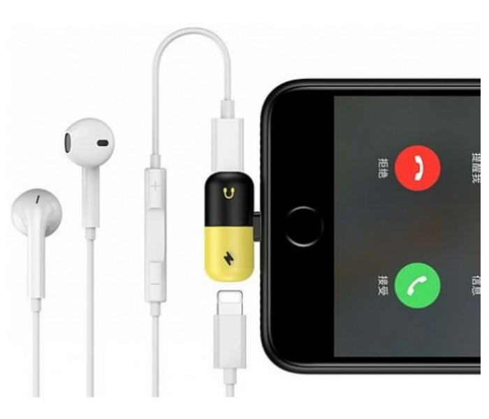 Generics Mini Capsule 3 In 1 Portable Charging Splitter for Lightning Adapter - Black and Yellow 3 in UAE