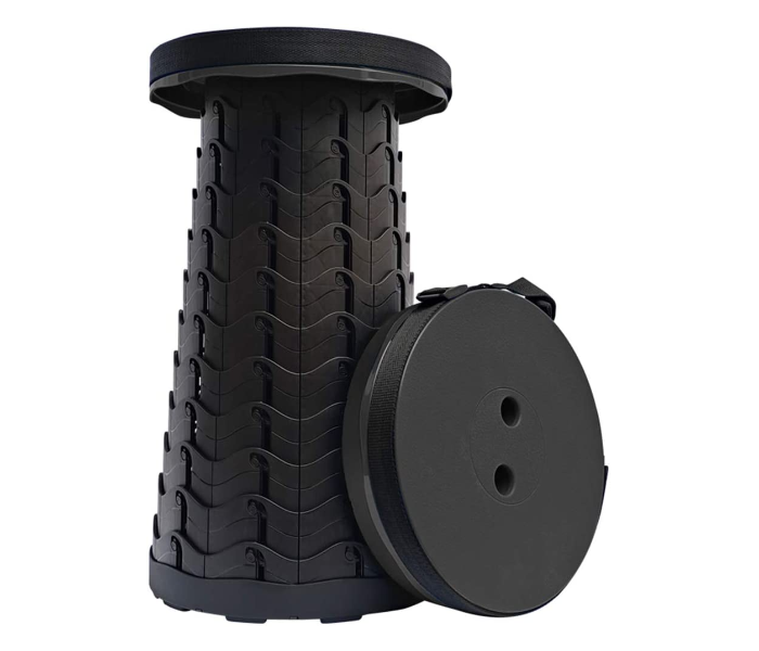 Telescopic Version Portable Stool Retractable Bearing 180Kg Folding and Height Adjustments Stool for easy Take - Black 1 in UAE