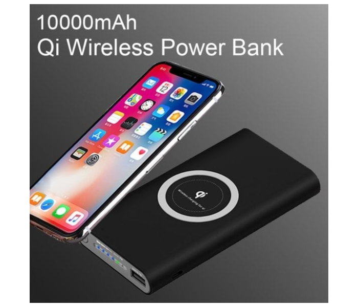 Generics Universal Fast Charging 10000mAh Portable Power Bank with Wireless Qi Charger Pad - Black 2 in UAE