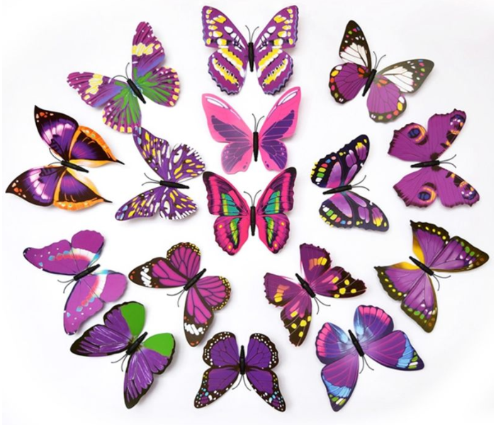 3D Butterfly 15cm Decoration Wall Sticker - Purple 1 in UAE